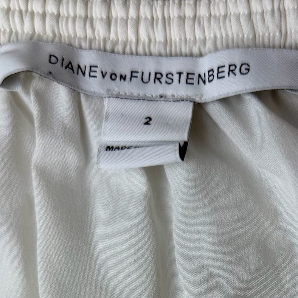 Diane Von Furstenberg White Edlyn Eyelet Peasant Dress Sz 2 Boho Chiffon Mini - Picture 6 of 8